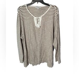 Kim Rogers Women’s Long Sleeve Striped Top that ties at neck